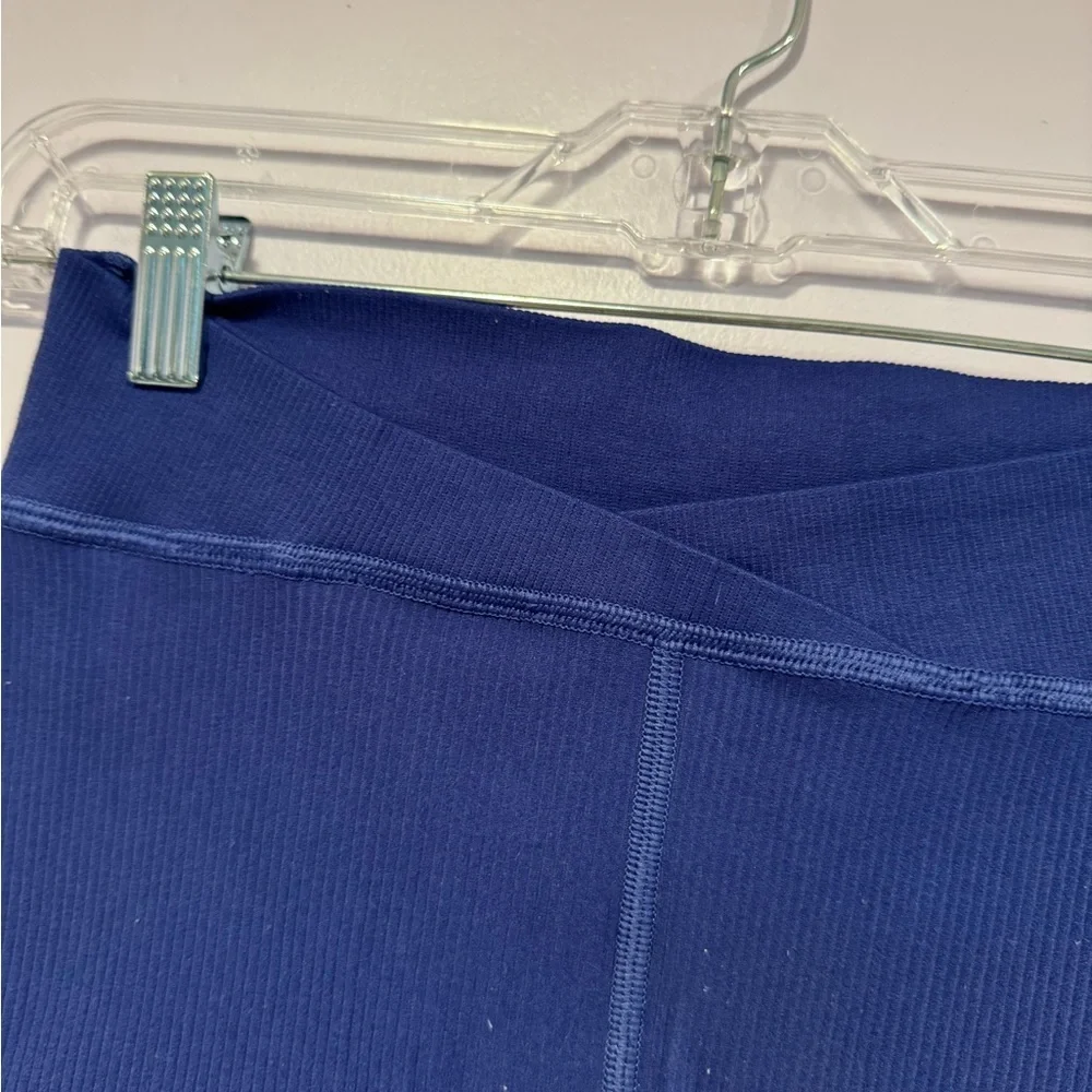 Indigo ribbed Free People V-waist biker‎ shorts